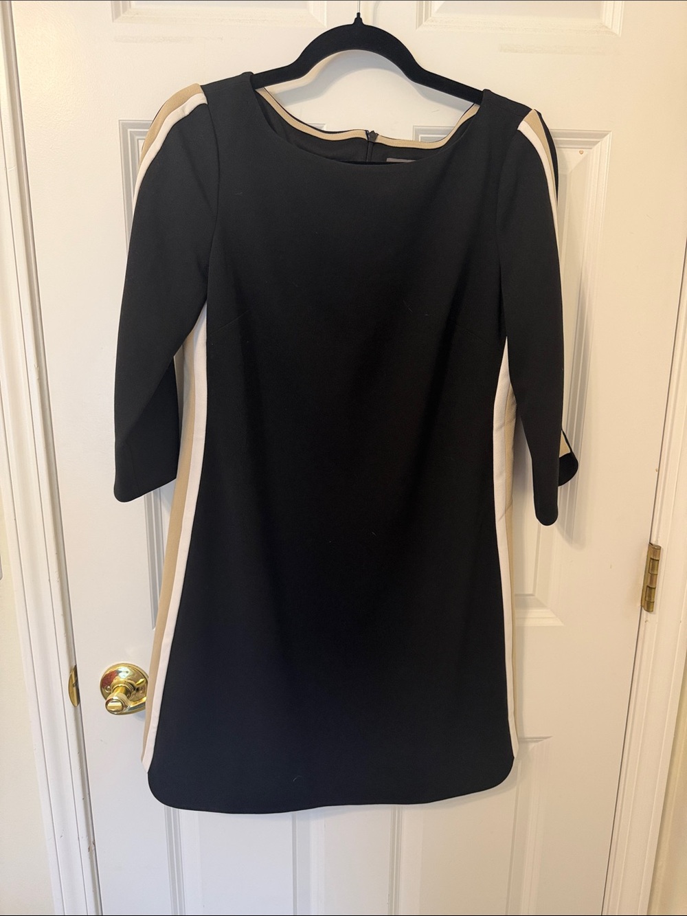 Vince Camuto Black Dress with Cream and white Panel Accents 6